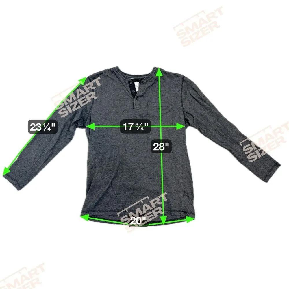 MBX Premium Goods Men's Charcoal Gray Long Sleeve Henley Shirt Size M